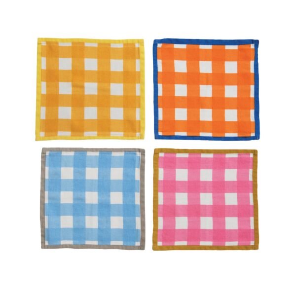 Bright Check Cocktail Napkins