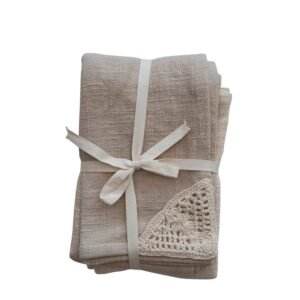 Rustic Embroidered Tea Towel